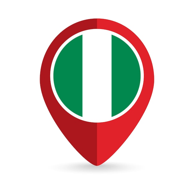 Указатель карты с векторной иллюстрацией флага нигерии нигерии