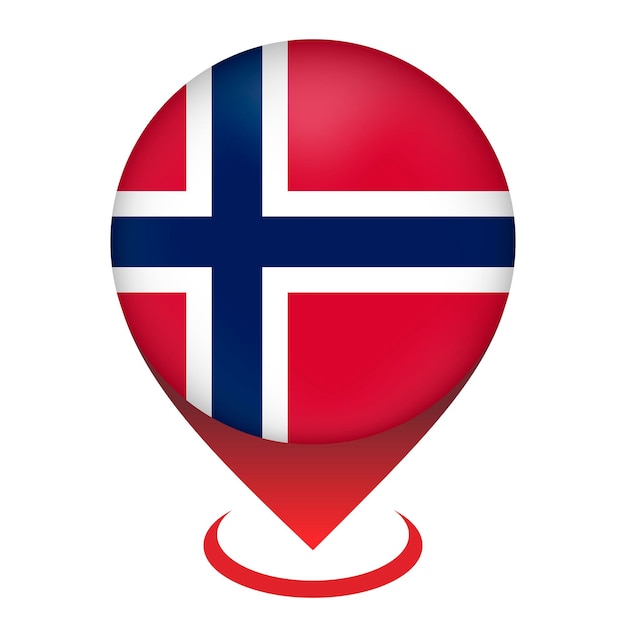 Map pointer with contry Norway Norway flag Vector illustration