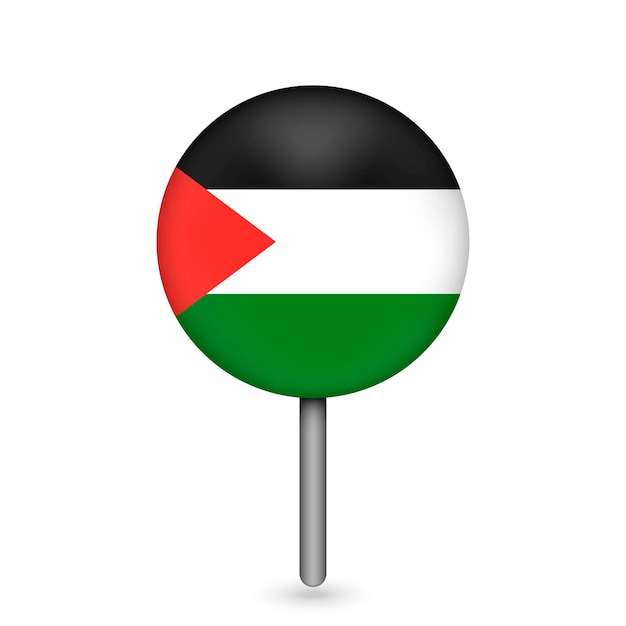 Map pointer with contry Palestine Palestine flag Vector illustration