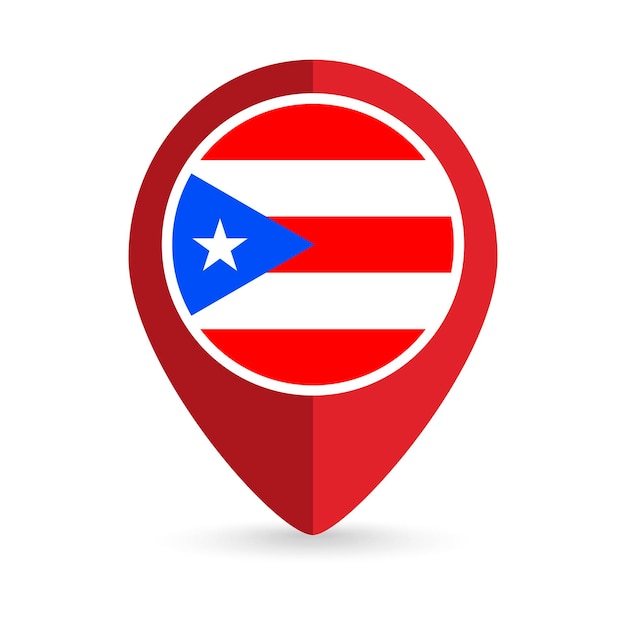 Указатель карты со страной пуэрто-рико флаг пуэрто-рико векторная иллюстрация
