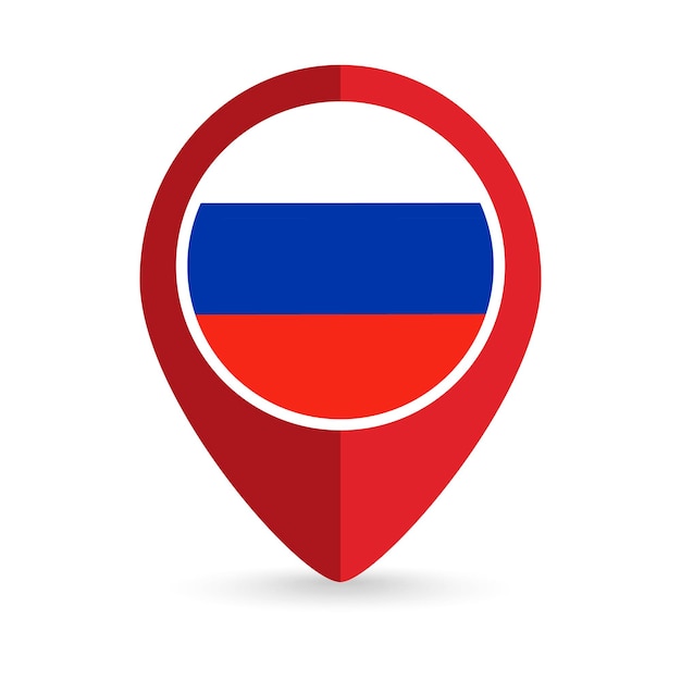 Map pointer with contry Russia Russia flag Vector illustration