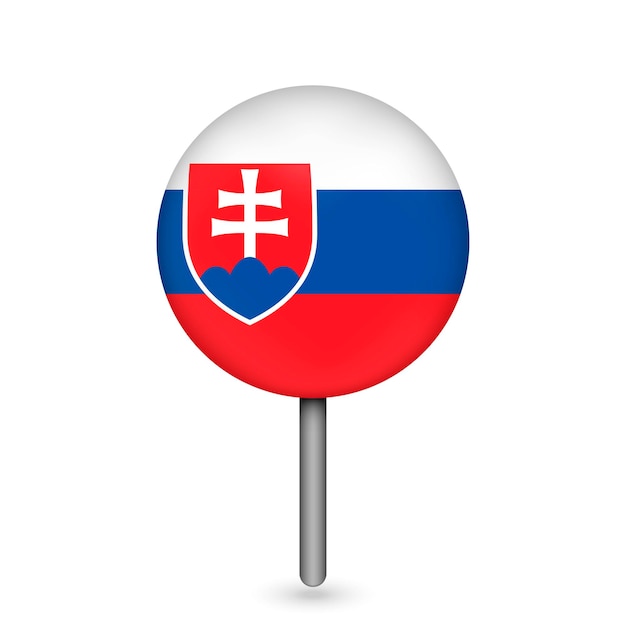 スロバキアスロバキアの旗を含む地図ポインターベクトル図