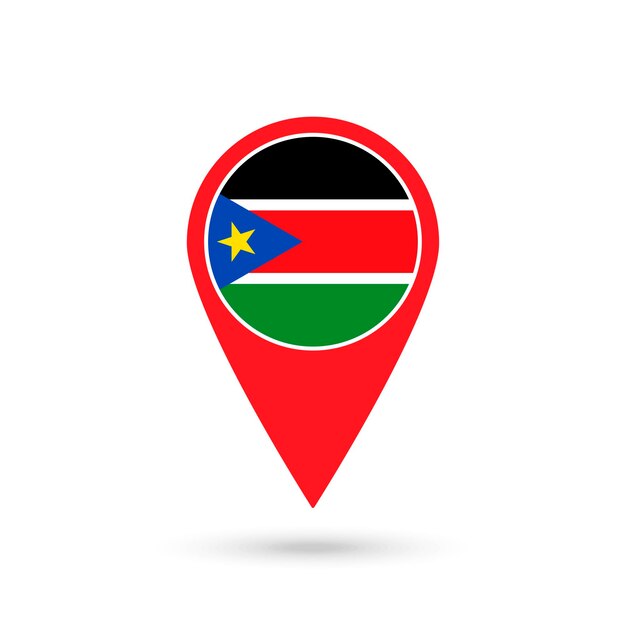 Map pointer with contry South Sudan South Sudan flag Vector illustration