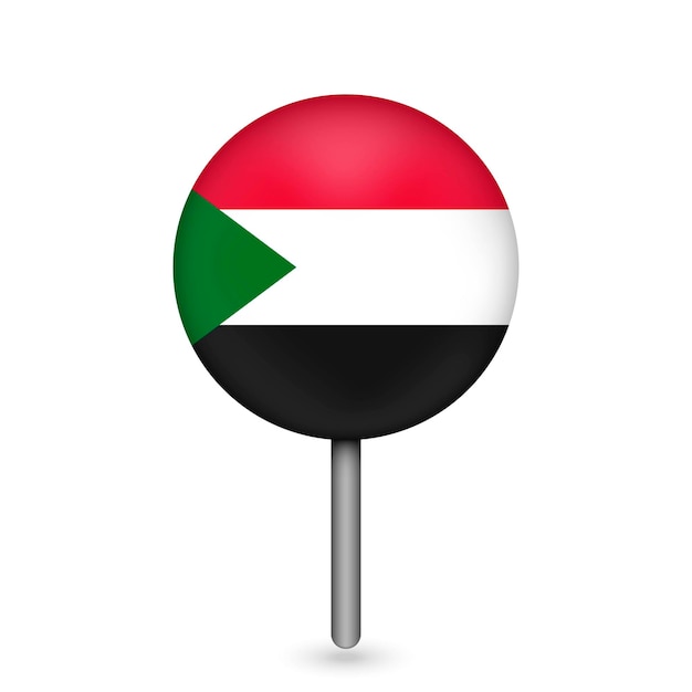 Map pointer with contry Sudan Sudan flag Vector illustration