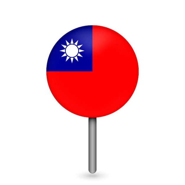 Vector map pointer with contry taiwan taiwan flag vector illustration