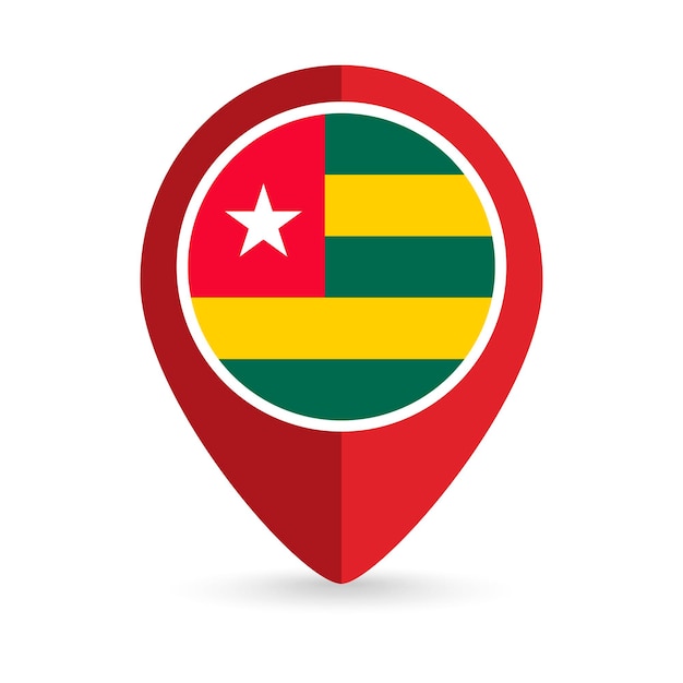 Указатель карты с векторной иллюстрацией флага Того Того