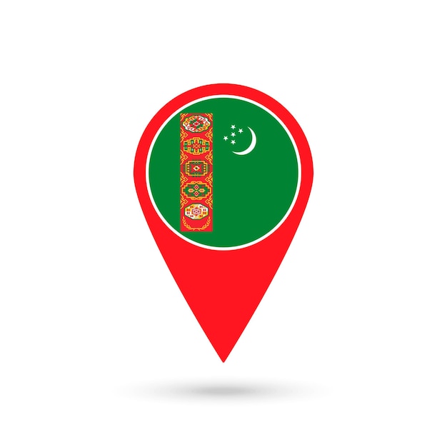 Map pointer with contry Turkmenistan Turkmenistan flag Vector illustration