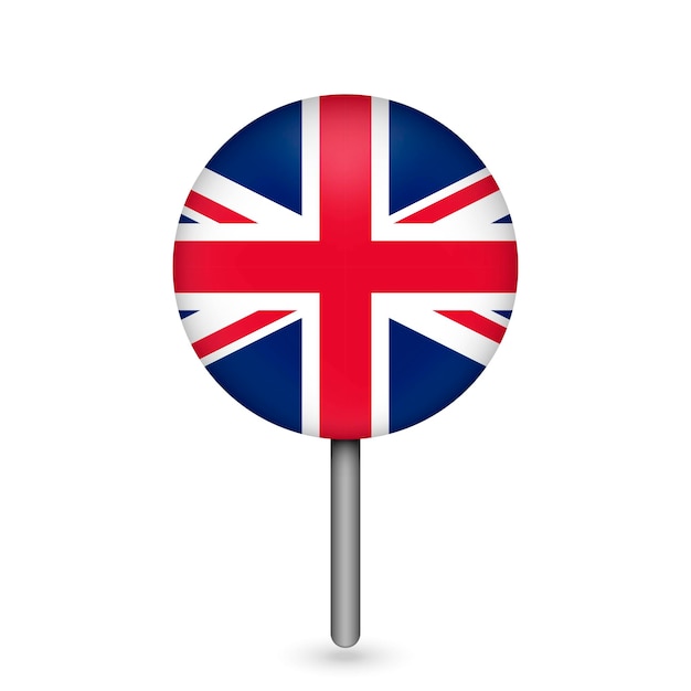 Указатель карты с векторной иллюстрацией флага Соединенного Королевства Соединенного Королевства