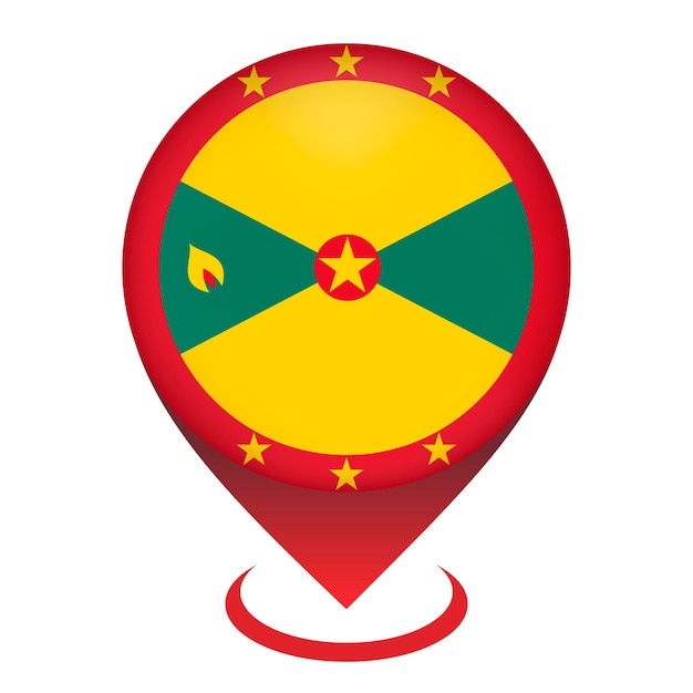 Указатель карты со страной Гренада Флаг Гренады Векторная иллюстрация