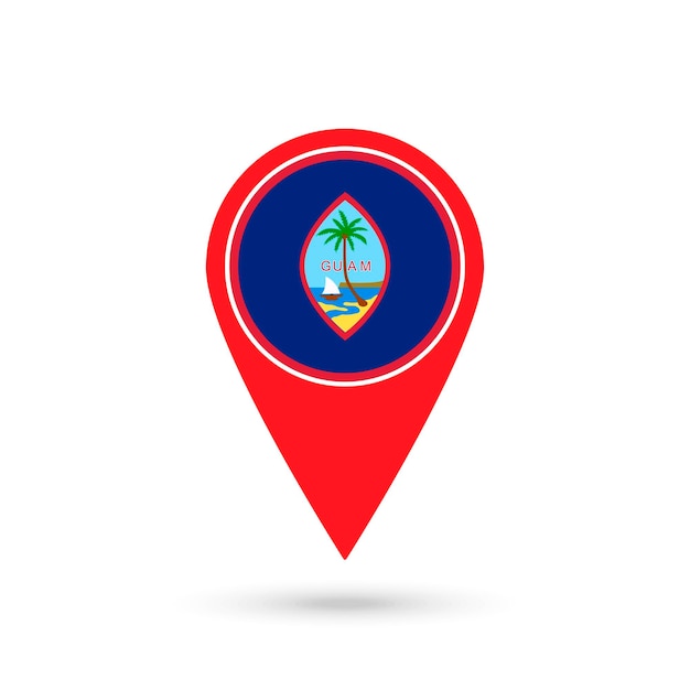 Map pointer with country Guam Guam flag Vector illustration