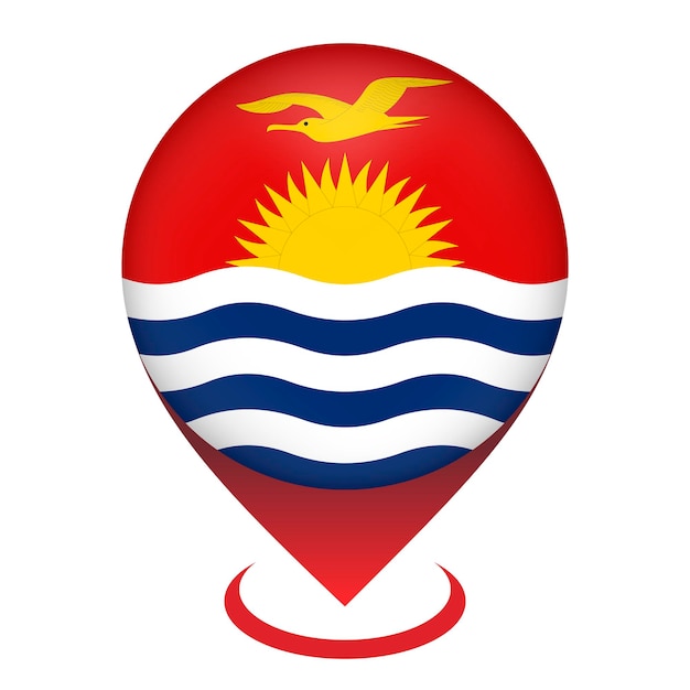 Указатель карты со страной Кирибати Флаг Кирибати Векторная иллюстрация