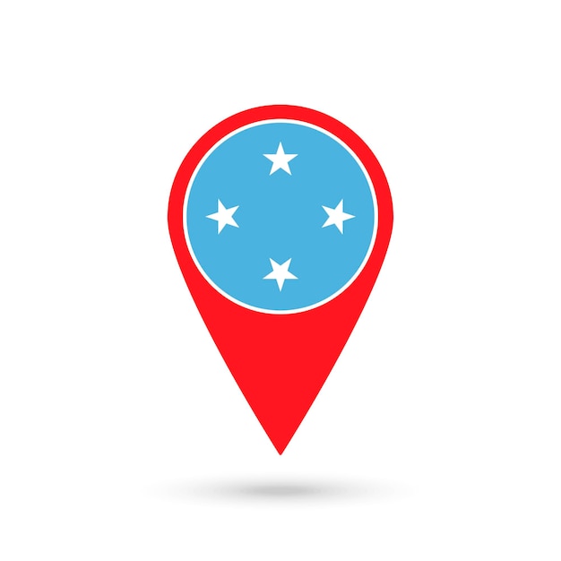 Map pointer with country Micronesia Micronesia flag Vector illustration