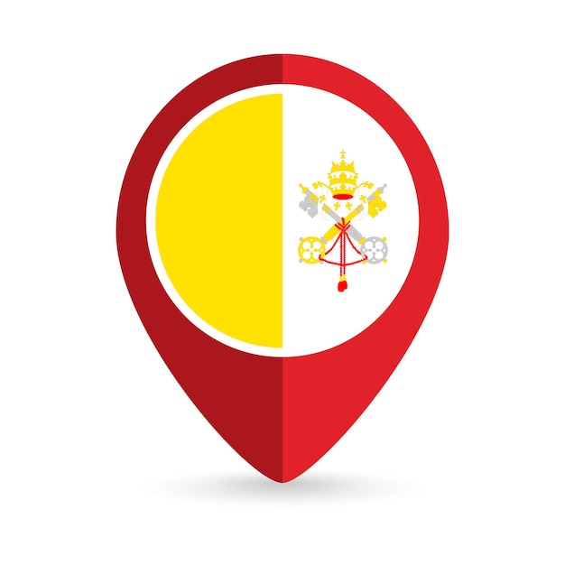 Map pointer with country Vatican City Vatican City flag Vector illustration