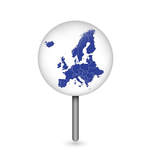 Map pointer with Europe Map Vector illustration