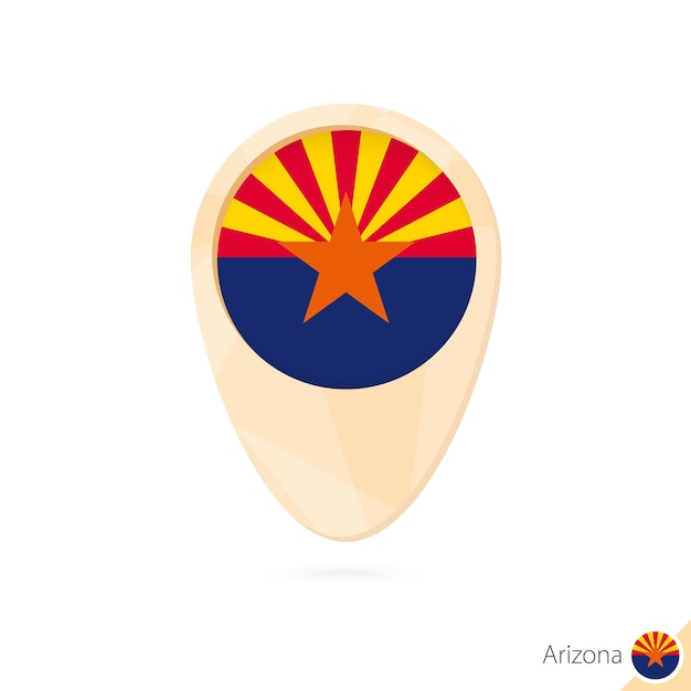 Vector map pointer with flag of arizona orange abstract map icon