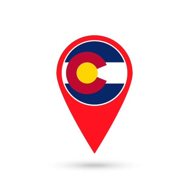 Map pointer with flag of Colorado Vector illustration