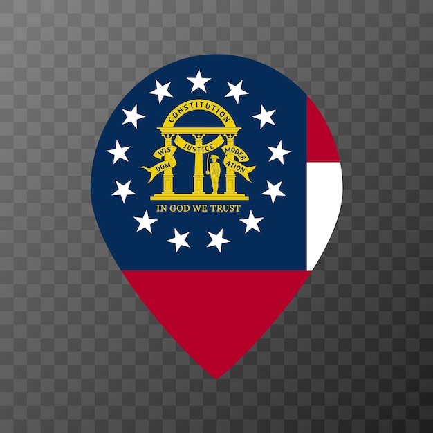 Map pointer with flag Georgia state Vector illustration