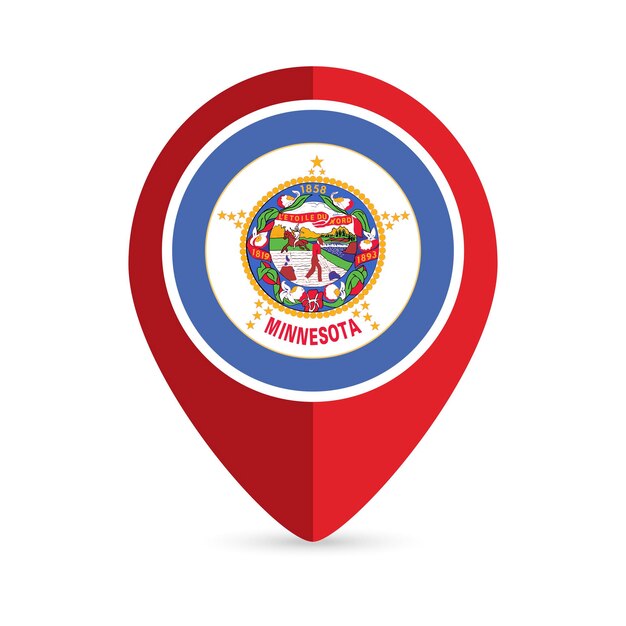 Map pointer with flag Minnesota state Vector illustration