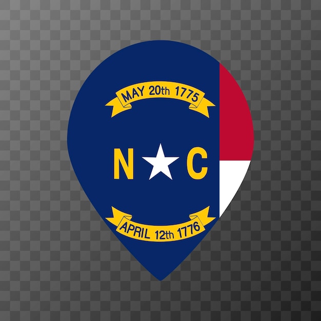 Map pointer with flag North Carolina state Vector illustration