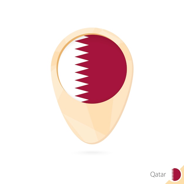 Vector map pointer with flag of qatar orange abstract map icon