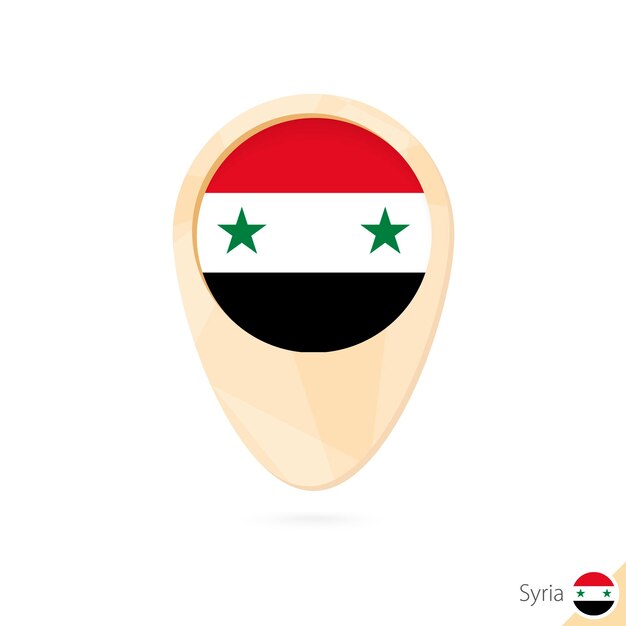 シリアの旗を持つマップ ポインター オレンジ色の抽象的な地図アイコン