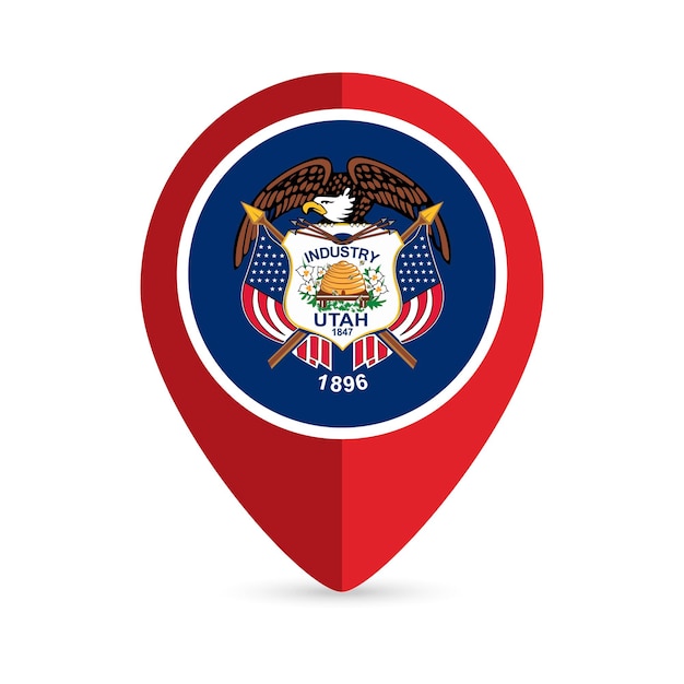 Map pointer with flag utah state vector illustration