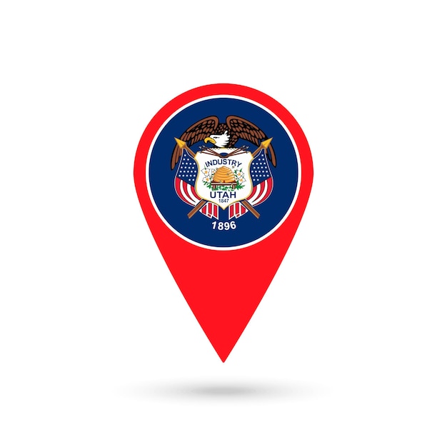 Map pointer with flag of utah vector illustration