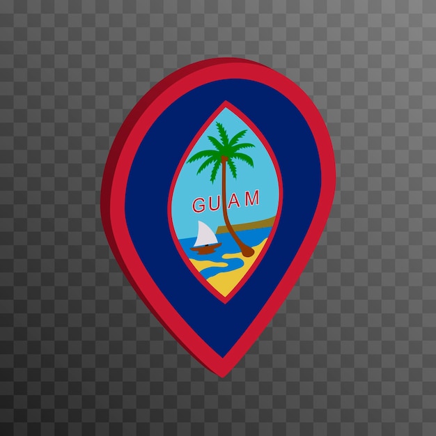 Map pointer with Guam flag Vector illustration