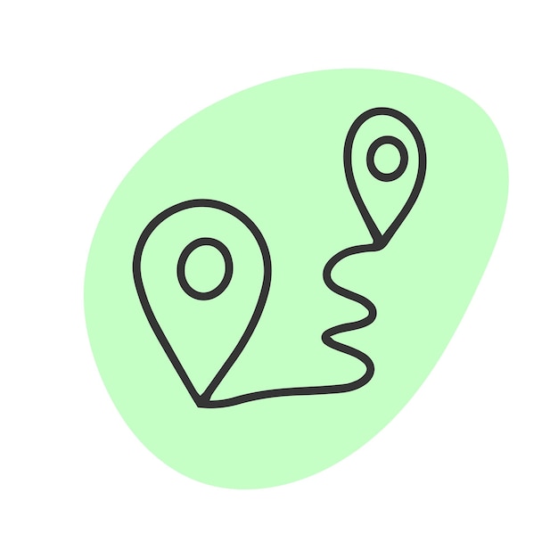 Map pointer with icon in doodle style