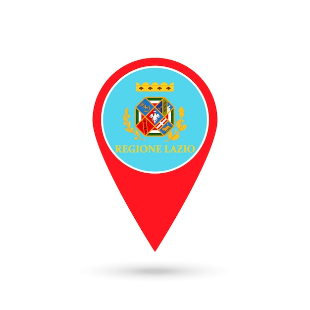 Map pointer with Lazio Flag Region of Italy Vector illustration