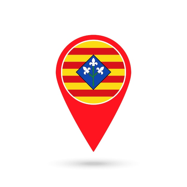 Map pointer with Lleida flag provinces of Spain Vector illustration