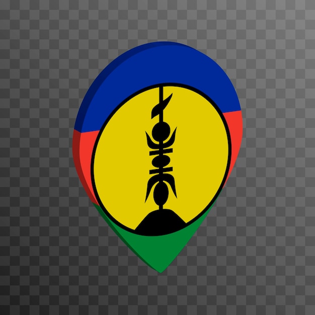 Map pointer with New Caledonia flag Vector illustration