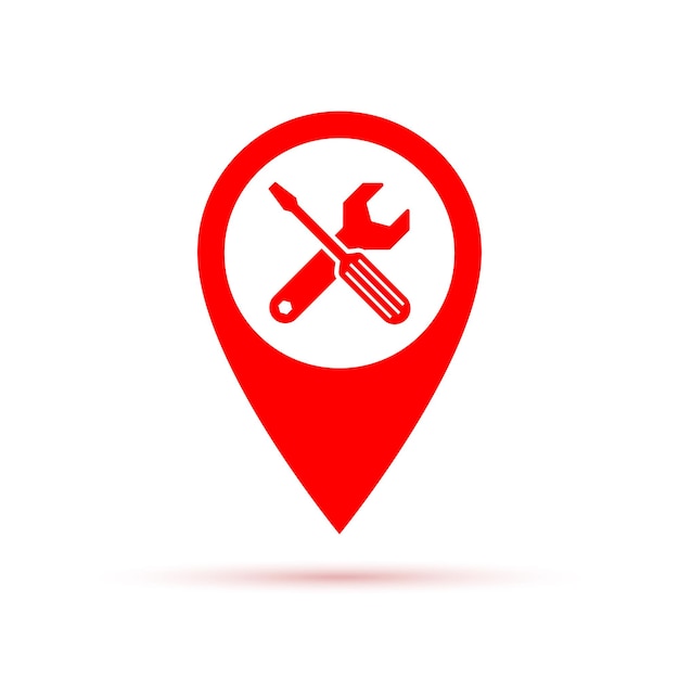 Map pointer with service symbol Vector illustration