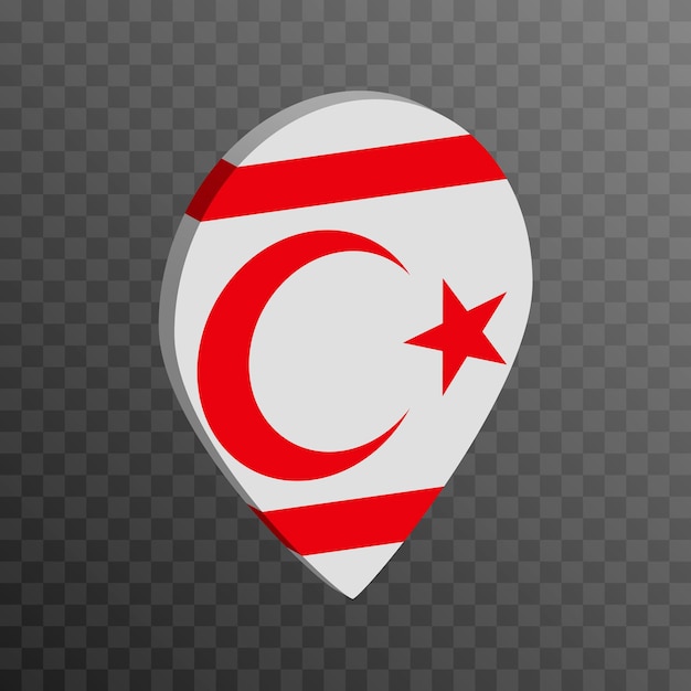 Указатель карты с векторной иллюстрацией флага Турецкой Республики Северного Кипра