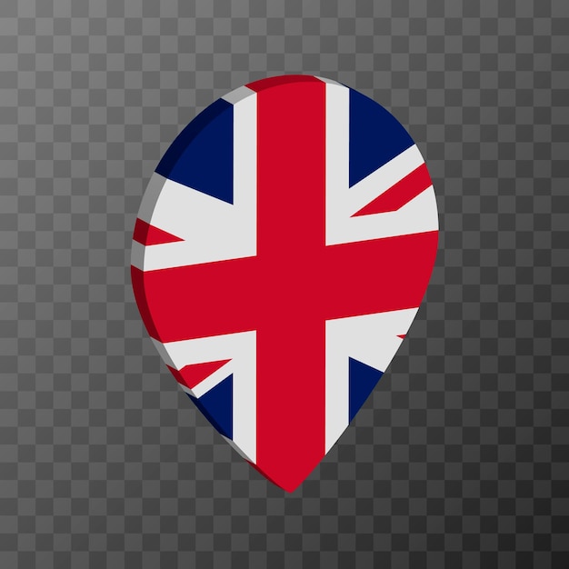 Указатель карты с векторной иллюстрацией флага Великобритании