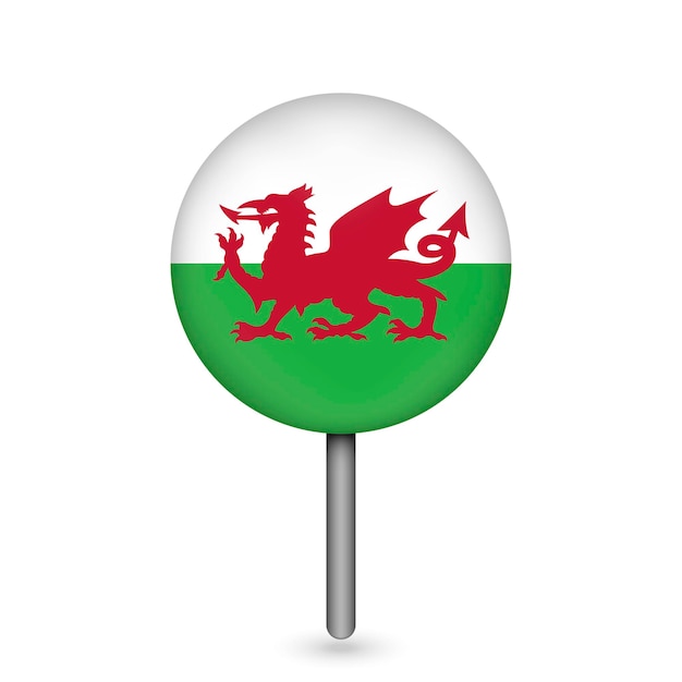 Map pointer with Wales Wales flag Vector illustration