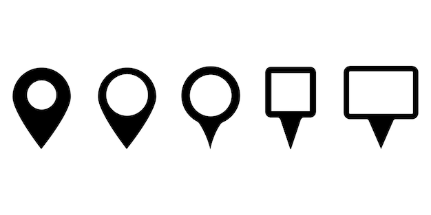 Map pointers vector icons set. Black icons on former backgrounds. Vector illustration eps10