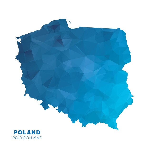 Map of Poland Blue geometric polygon map