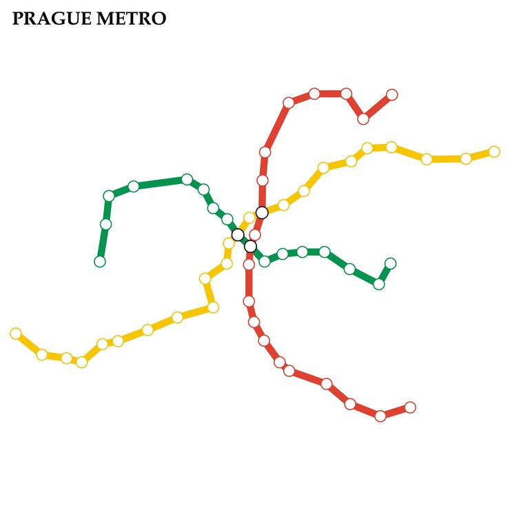 Vector 프라하 지하철의 지도