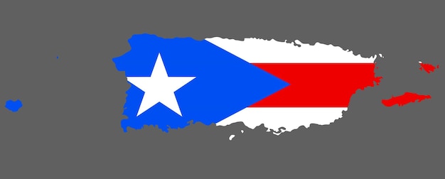 Map Puerto Rico with flag North America cartography