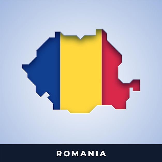 Map of Romania with flag