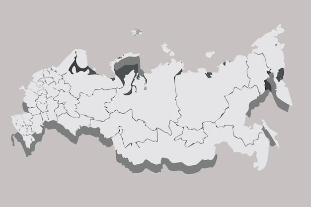 Карта России с выделенными федеральными субъектами