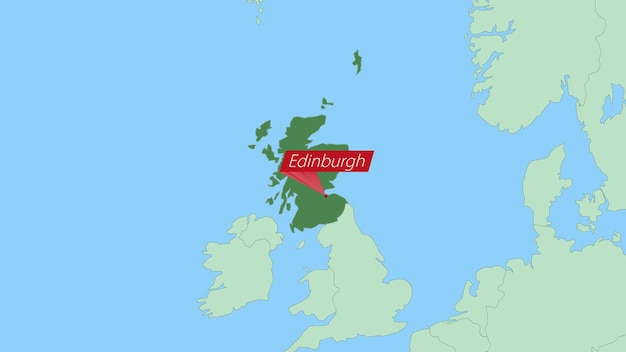 Map of Scotland with pin of country capital