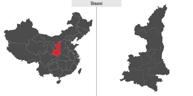 Map of Shaanxi province of China