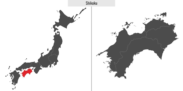 日本の四国地方の地図