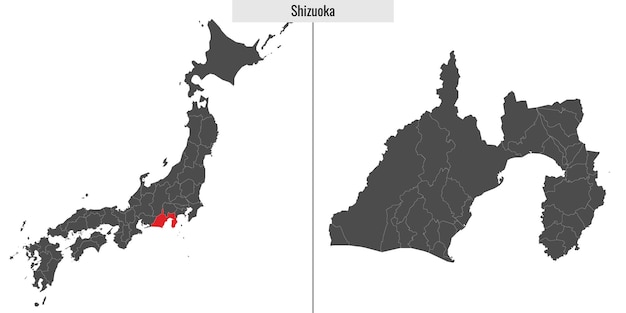 Map of Shizuoka prefecture of Japan