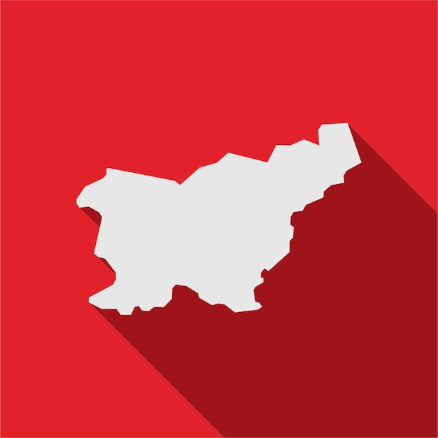 Vector map of slovenia on red background with long shadow