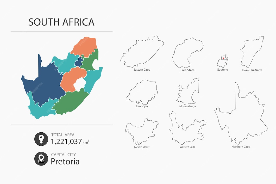 Premium Vector Map of south africa with detailed country map map