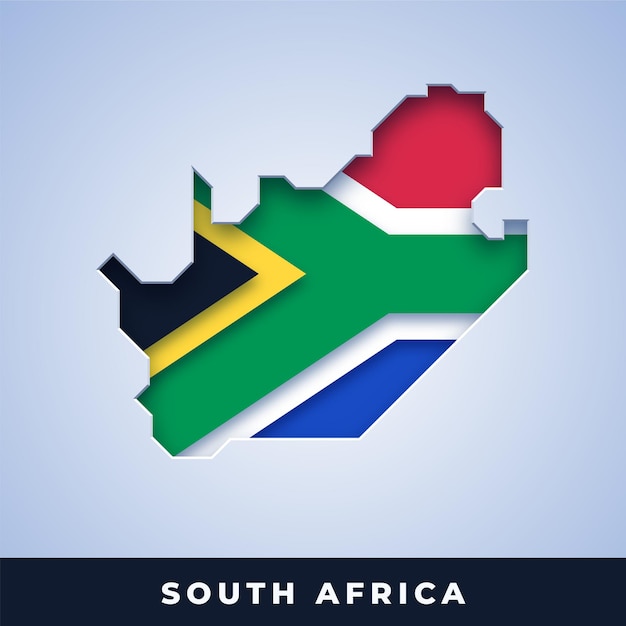 Map of South Africa with flag