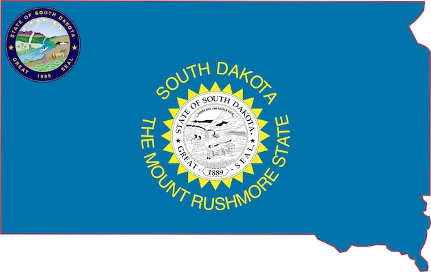 Map of South Dakota State USA